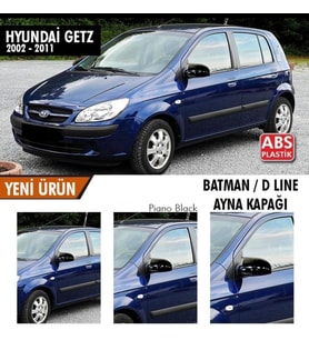 Hyundai Getz Uyumlu (2002-2011) Batman Yarasa Ayna Kapağı (Parlak Siyah) (Karışık)