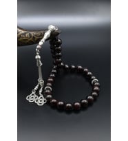 Doğal Garnet Taşlı 33'lük Tesbih Metal Püsküllü 10mm Küre Kesim 902511