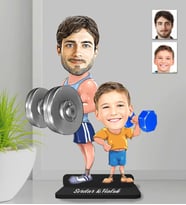 Kişiye Özel Sporcu Baba Oğul Ahşap Biblo-1