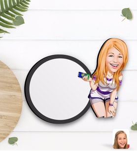 BK Gift Kişiye Özel Kadın Karikatürlü Ahşap Bardak Altlığı-36