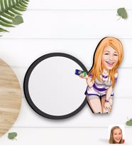 BK Gift Kişiye Özel Kadın Karikatürlü Ahşap Bardak Altlığı-36