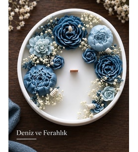Dekoratif Özel Tasarım Tepsi içinde Kokulu Doğal Soya Mum