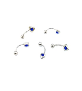 Renkli Taşlı Çelik 5 Adet Kaş Tragus Piercing