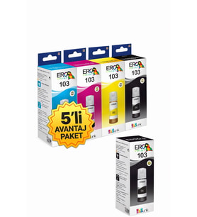 Epson EcoTank L1250 Yazıcı İçin 3 Renkli + 2 Siyah Muadil Mürekkep