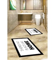 EVDEYA Baskılı Yıkanabilir Home Yazılı İkili Banyo Halısı Paspas Klozet Takımı, KLOZET-13-BEYAZ, (Beyaz)