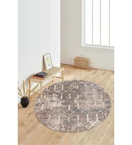 Dijital Baskılı Kaymaz Taban Yıkanabilir Yuvarlak Salon Halısı Koridor Halısı Paspas NDY-SD-239 (Bej)