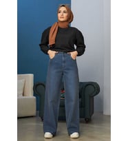 1133-Bol Paça Pantolon Koyu Mavi
