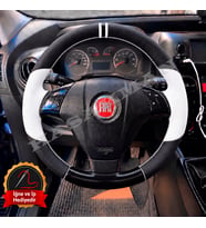 Fiat Punto Dikme Direksiyon Kılıfı Delikli Deri Parlak Siyah Beyaz Detay Çift Yüzük ve Dikiş 2012-2018