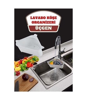 TransForMacion Barazza Üçgen Lavabo Köşe Süzgeçli Organizer BEYAZ 716632