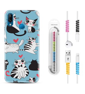 Huawei P20 Lite Mate 10 20 Lite Pro P40 Lite KılıfKablo Koruma Spiral Silikon Kedicikler 1772