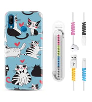 Huawei P20 Lite Mate 10 20 Lite Pro P40 Lite KılıfKablo Koruma Spiral Silikon Kedicikler 1772