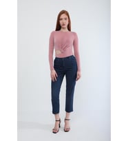 Kadın Beli Lastikli Likralı Esnek Jean Pantolon Koyu Mavi