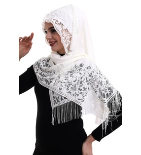 Narin Tül Şal Açık Krem 60x160