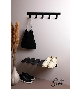 Metal Ayakkabılık Ve Askılık 2li Set - Duvar Askısı - Metal Ayakkabılık - Elbise Askısı