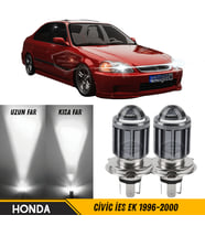 Honda Civic İES EK 1996-2000 Uyumlu Mercekli Far Ampulü Led Xenon Beyaz Şimşek Etkili Led Uzun Kısa