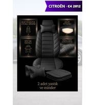 citron c4 2012 Koltuk ve Kılıf uyumlu Minder Yastık Lüks Siyah 2 Minder 2 Yastık