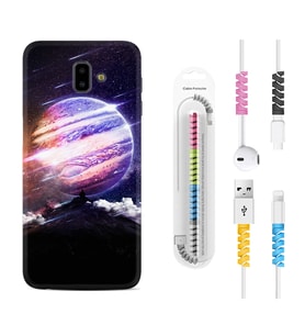 Samsung J6 Plus J7 Prime J7 Pro M20 Kılıf Kablo Koruma Spiral Silikon Super Planet 1797