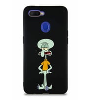 Oppo A5S Soft Premier Kapak Squidward Dokunaç Tasarımlı Silikon Kılıf - Siyah (Şeffaf)