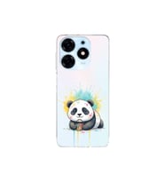 Tecno Spark 10 Pro ile Uyumlu Splash Panda Tasarımlı Şeffaf Silikon Kılıf