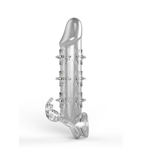 Wolf Warrior Crystal Şeffaf Dokulu Penis Kılıfı – Esnek TPE Malzeme, Gerçekçi His, 13.8 cm