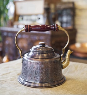 BAKIR DEMLİK MARAŞ NAKIŞ İŞLEMELİ BAKIR RENK