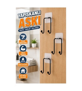 3’lü Yapışkanlı Çok Amaçlı Askı Seti – Mutfak ve Banyo İçin