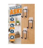 3’lü Yapışkanlı Çok Amaçlı Askı Seti – Mutfak ve Banyo İçin