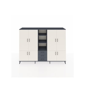 Hyperion Dolap 11 Raflı 3 Çekmeceli 8 Kapaklı 220x44x163 Antrasit-Aytaşı/Antrasit