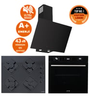 Ferre ve AFM Tech MARKALI KAO Sessiz Turbo Dijital  Siyah Ankastre Set (D077-SA +FM7700 +FM-BD2200)