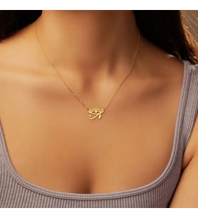 Kişiye Özel 925 Ayar Gümüş Zarif Horus'un Gözü Kolye (Gold)