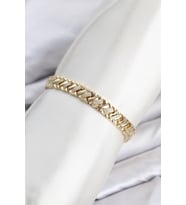CM Geometrik Model Zirkon Taşlı VIP Seri Gold Renk Pirinç Kadın Bileklik TJ-BB8616