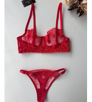 Red Lover Kırmızı Desenli Transparan Dantel Sütyen Tanga Takım (Special Edition)
