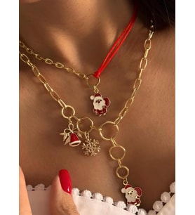 Yeni yıl kombin kolye (Rose Gold Altın)