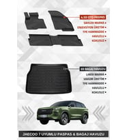 Sahler Jaecoo 7 4x4 2024+ Uyumlu 4.5d Premium Havuzlu Oto Paspas ve Liner Marka 4x4 3D Kalın Stepne Bagaj Havuzu