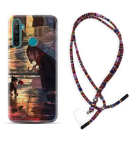 Realme 5i 5 Pro 6i 7 Pro 8 Kılıf Boyun Asklı Rasta Silikon Kız ve Kedi 1762