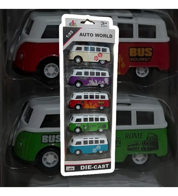 DIE CAST AUTO WORLD 1:55 ÖLÇEK VOLKSWAGEN VAN SAMBA 5 Lİ SET METAL