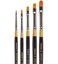Orijinal Gold 9510 Kısa Filbert Serisi Boya Fırçası Seti, Premium Golden Taklon Multimedya Sanatçı Fırçaları, 5'li Set