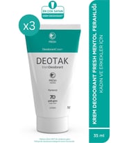 Deotak Mentol Ferahlığı 7 Güne Kadar Etkili Krem Deodorant 35 ml x 3 Adet