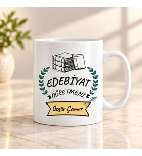 Edebiyat Öğretmenine Özel İsimli Kupa Bardak – Öğretmenler Günü Hediyesi