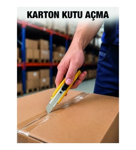 Mey İthalat® Profesyonel 5’li Metal Falçata Seti Çelik Gövdeli Maket Bıçağı Koli ve Karton Kesici