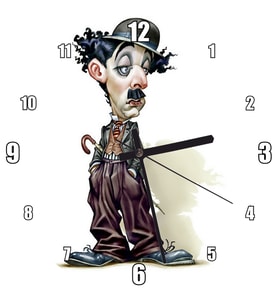Cakatablo Charlie Chaplin Renkli Karikatür Duvar Saati