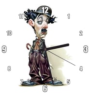 Cakatablo Charlie Chaplin Renkli Karikatür Duvar Saati