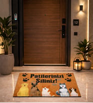 Esnature Köpek Desenli Patilerinizi Silin Yazılı Kapı Önü Paspası 45x70 Cm