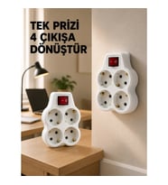 Mey İthalat® Anahtarlı 4’lü Priz Adaptörü Direkt Duvar Prizine Takılan Priz Çoklayıcı 2’li Set