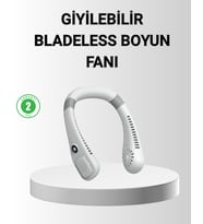 Giyilebilir Boyun Fanı 360° Dairesel Rüzgar ve 5 Kademeli Hız Ayarlı