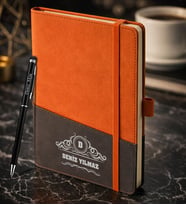 BK Gift Kişiye Özel Turuncu Termo Deri Defter ve Touchpen Kalem Seti -15, Kurumsal ve Özel Hediye, Yeni İş Hediyesi