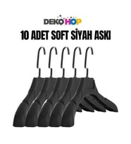 Bayan Ceket Gömlek Askısı SİYAH SOFT Renk 10 ADET 38 Cm Genişlik