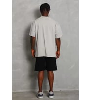 Unisex Oversize Düz Bisiklet Yaka T-Shirt - Gri