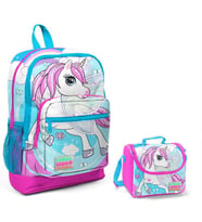 Coral High Mavi Unicorn Baskılı Kız Çocuk İlkokul Çantası ve Beslenme Seti