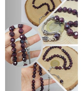 Lal (Granat) (Garnet) Taşı Üst Segment Faset Kesim 33lük Tesbih 8mm (42515)